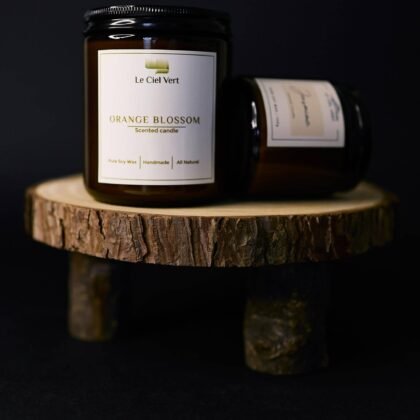 Orange Blossom Natural Soy Wax Candle 200g by Le Ciel Vert – citrus floral soy candle in glass jar
